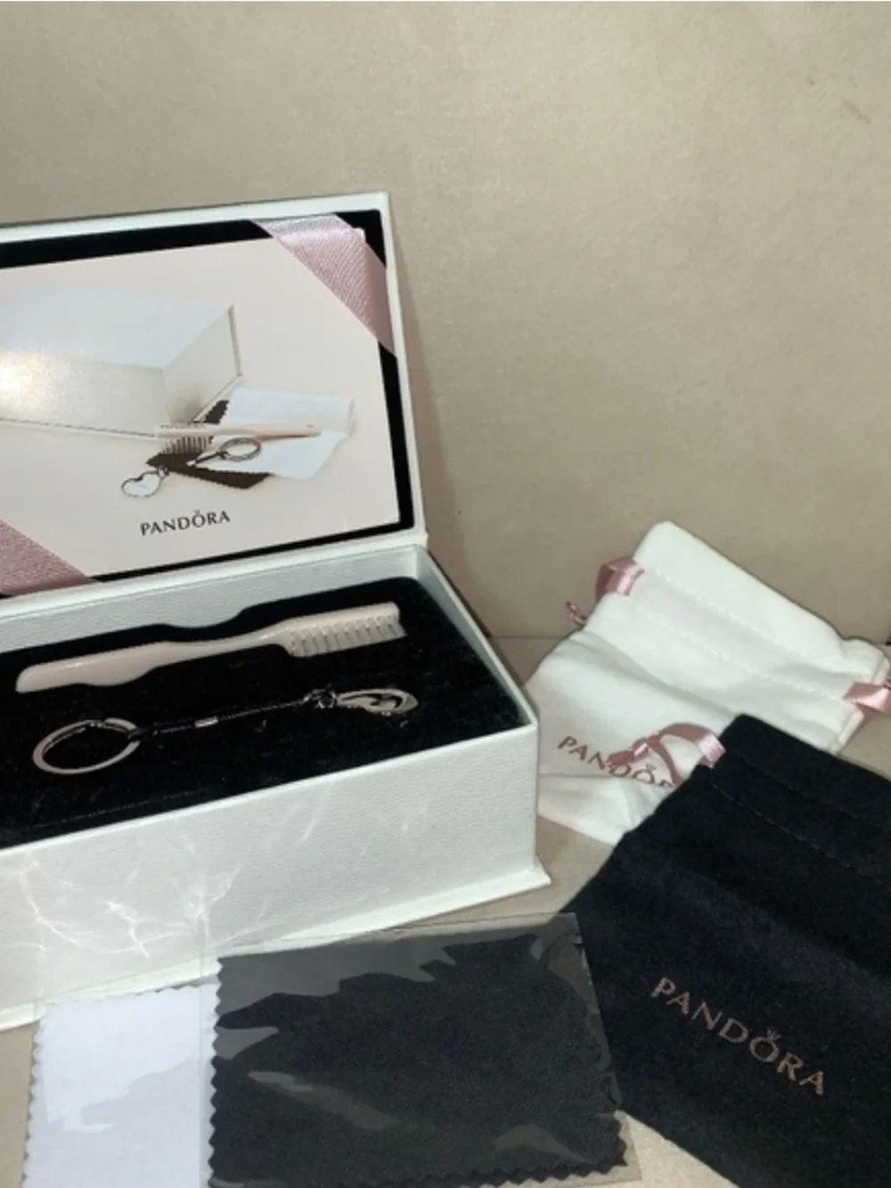 Pandora Pink and Black Jewelry Care Set with Pouches